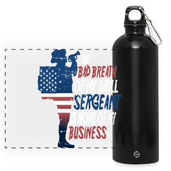 Drill Sergeant - Panorama Trinkflasche mit Karabiner 750 ml - Schwarz - Vorne