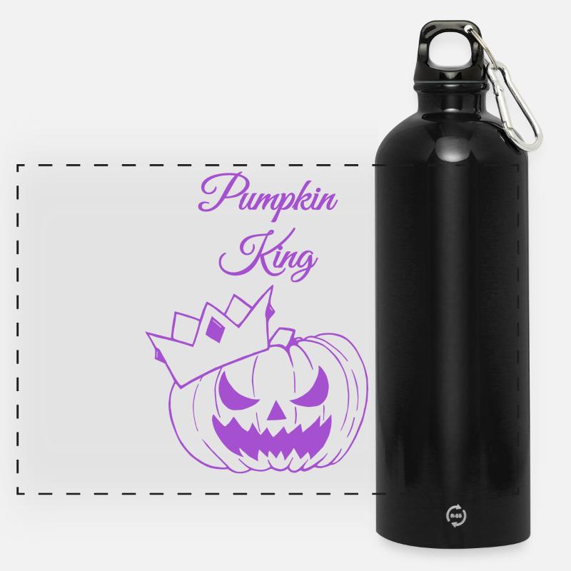 Pumpkin King Halloween Design - Panoramic Drinks Bottle with Carabiner 750 ml - black