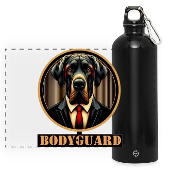 Bodyguard Dog in Suit - Panoramic Drinks Bottle with Carabiner 750 ml - black - Front