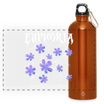 Euphorie Blitzblumen - Panorama Trinkflasche mit Karabiner 750 ml - Orange - Vorne