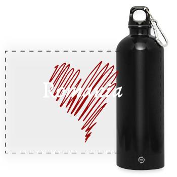 I love Romania, Romanian pride - Panoramic Drinks Bottle with Carabiner 750 ml - black - Front