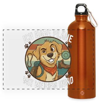 I have plans with my dog - Panoramic Drinks Bottle with Carabiner 750 ml - burnt orange - Front