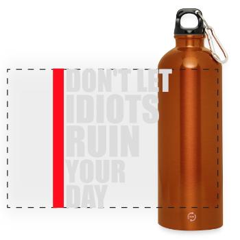 Don't Let Idiots Ruin Your Day Funny Sarcastic - Panoramic Drinks Bottle with Carabiner 750 ml - burnt orange - Front