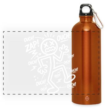 Elektroschock-Humor | Lustiges Elektriker-Geschenk - Panorama Trinkflasche mit Karabiner 750 ml - Orange - Vorne