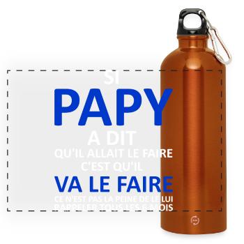 Papy va le faire - Gourde panoramique avec mousqueton 750 ml - orange - Devant