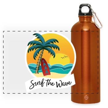 Surfez sur la vague - Gourde panoramique avec mousqueton 750 ml - orange - Devant