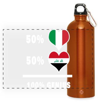 Iraq and Italy 100% fantastic flags - Panoramic Drinks Bottle with Carabiner 750 ml - burnt orange - Front