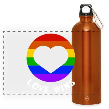 L’amour gagne - Gourde panoramique avec mousqueton 750 ml - orange - Devant