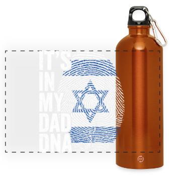 Israel Flag Imprint Israeli Dad - Panoramic Drinks Bottle with Carabiner 750 ml - burnt orange - Front