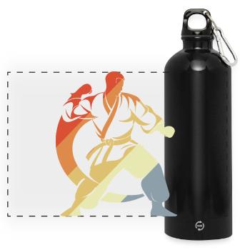 Karateka Sketch - Panoramic Drinks Bottle with Carabiner 750 ml - black - Front