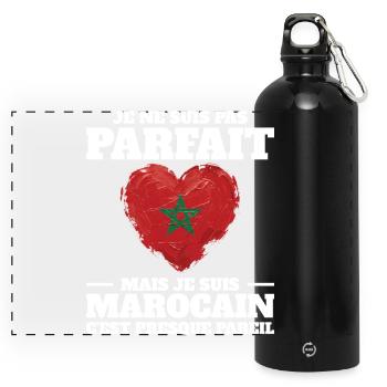 Je Suis Marocain Homme Maroc - Gourde panoramique avec mousqueton 750 ml - noir - Devant