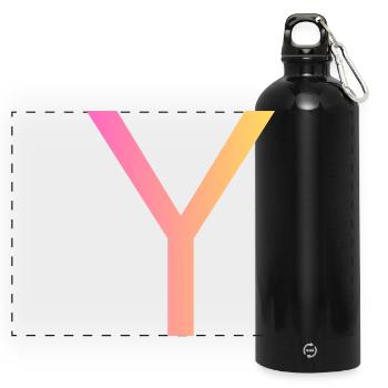 Y - Panoramic Drinks Bottle with Carabiner 750 ml - black - Front