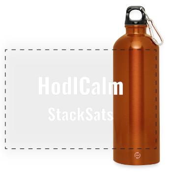 HodlCalm StackSats - Bitcoin Crypto Saying - Panoramic Drinks Bottle with Carabiner 750 ml - burnt orange - Front