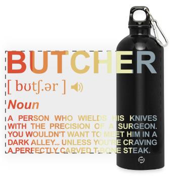 Fleischer Begriff - Panorama Trinkflasche mit Karabiner 750 ml - Schwarz - Vorne