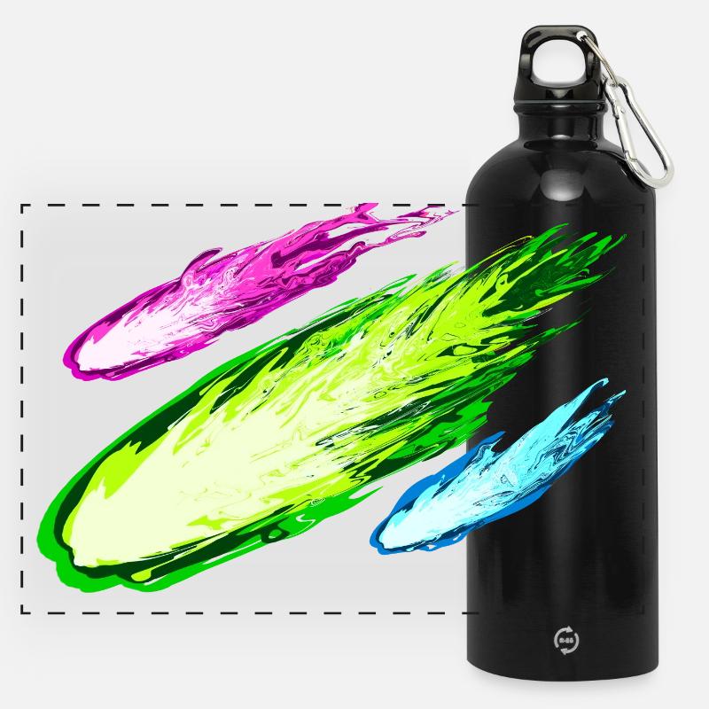 Explosion of colorful kites - Panoramic Drinks Bottle with Carabiner 750 ml - black