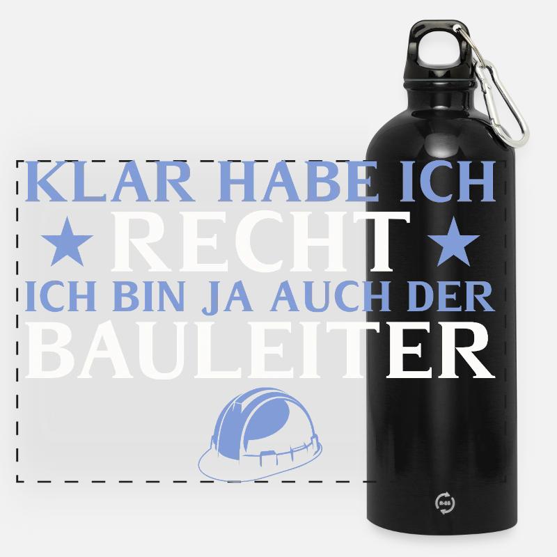Construction manager, of course I'm right - builder - Panoramic Drinks Bottle with Carabiner 750 ml - black