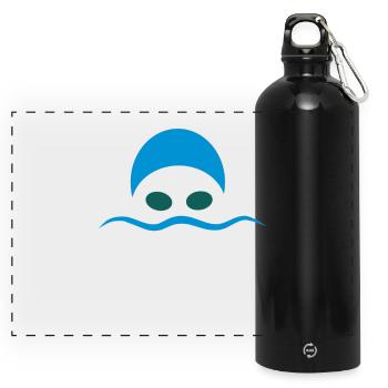 schwimmen - Panorama Trinkflasche mit Karabiner 750 ml - Schwarz - Vorne