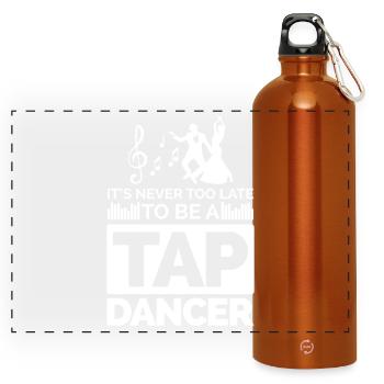 Dance motif with notes and dancers - Panoramic Drinks Bottle with Carabiner 750 ml - burnt orange - Front