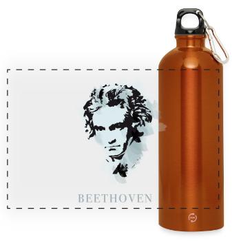 beethoven klassik musik komponist konzert taub pop - Panorama Trinkflasche mit Karabiner 750 ml - Orange - Vorne