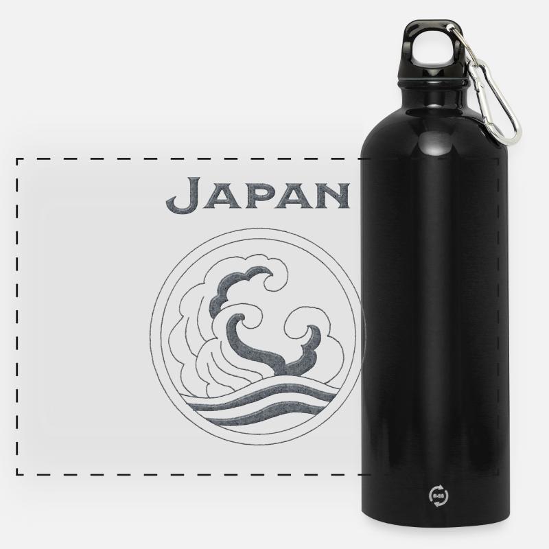 Japan 69 - Panoramic Drinks Bottle with Carabiner 750 ml - black