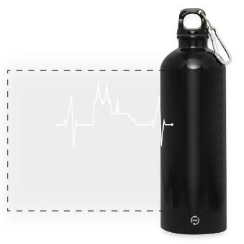 Köln Herzschlag Skyline Kölner Dom Puls Karneval - Panorama Trinkflasche mit Karabiner 750 ml - Schwarz - Vorne