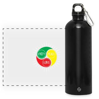 Mind Peace Love Triad Circle - Gourde panoramique avec mousqueton 750 ml - noir - Devant