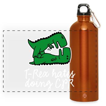 T-Rex hates doing CPR first aid nurse - Panoramic Drinks Bottle with Carabiner 750 ml - burnt orange - Front