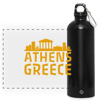 Athènes Grèce Silhouette Chemise Design - Gourde panoramique avec mousqueton 750 ml - noir - Devant