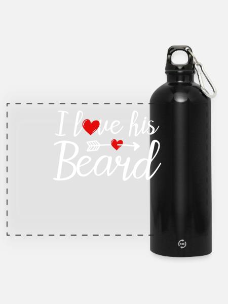 Bart Bärte Bartträger - Panorama Trinkflasche mit Karabiner 750 ml - Schwarz