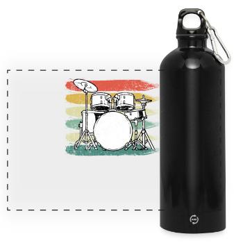 Schlagzeuger Schlagzeug - Panorama Trinkflasche mit Karabiner 750 ml - Schwarz - Vorne