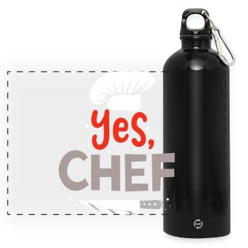 Chef Chef Chef Chef - Panoramic Drinks Bottle with Carabiner 750 ml - black - Front