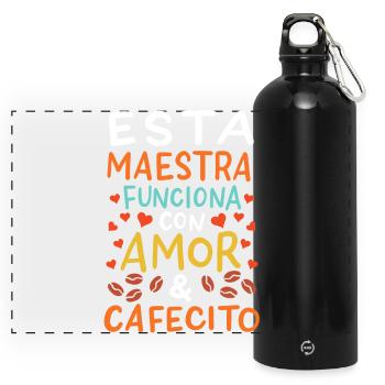 Spanischlehrerin Maestra - Panorama Trinkflasche mit Karabiner 750 ml - Schwarz - Vorne