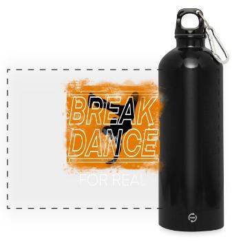 Breakdance - Panorama Trinkflasche mit Karabiner 750 ml - Schwarz - Vorne