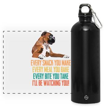 Boxer Dog Chaque collation que vous rendez malade être à regarder - Gourde panoramique avec mousqueton 750 ml - noir - Devant