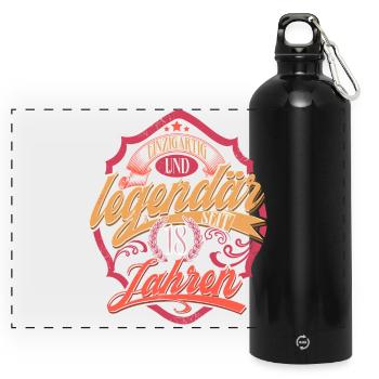 18. Geburtstag - Panorama Trinkflasche mit Karabiner 750 ml - Schwarz - Vorne