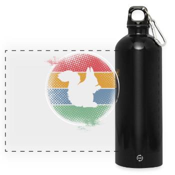 Eichhörnchen - Panorama Trinkflasche mit Karabiner 750 ml - Schwarz - Vorne