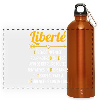Liberté : Légende Inventée pour notre Bien Être.. - Gourde panoramique avec mousqueton 750 ml - orange - Devant