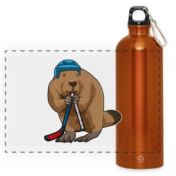 Biber Eishockey Eishockeyschläger - Panorama Trinkflasche mit Karabiner 750 ml - Orange - Vorne