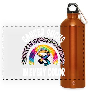 Le cancer aspire toutes les couleurs Rainbow Checkered - Gourde panoramique avec mousqueton 750 ml - orange - Devant