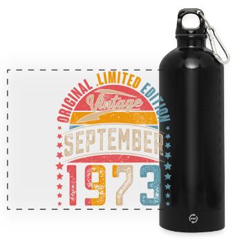 1973 Année de naissance Septembre Anniversaire - Gourde panoramique avec mousqueton 750 ml - noir - Devant