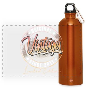 2011 Année de naissance Anniversaire Vintage - Gourde panoramique avec mousqueton 750 ml - orange - Devant
