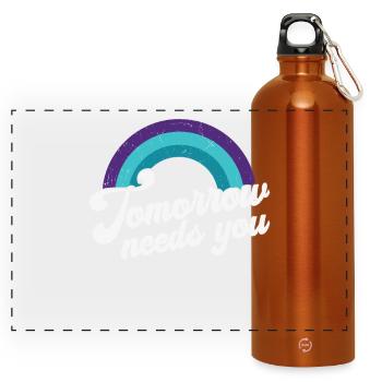 Demain a besoin de vous Santé mentale - Gourde panoramique avec mousqueton 750 ml - orange - Devant