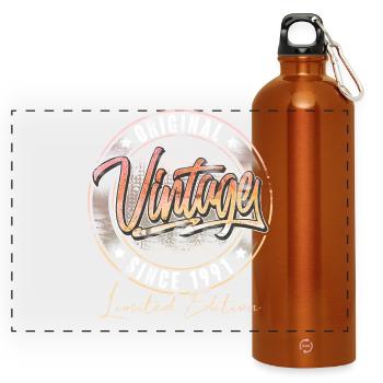 1991 Year of birth Birthday Vintage - Panoramic Drinks Bottle with Carabiner 750 ml - burnt orange - Front