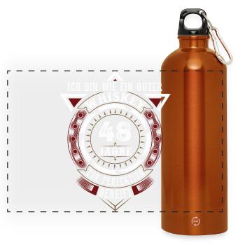48. Geburtstag Whiskey Whisky - Panorama Trinkflasche mit Karabiner 750 ml - Orange - Vorne
