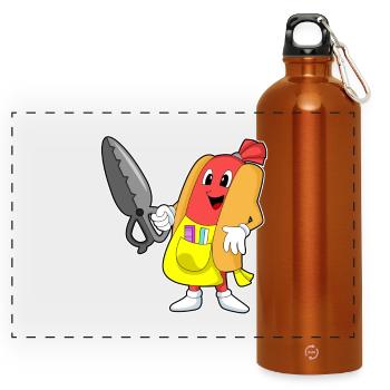 Hotdog Friseur Schere - Panorama Trinkflasche mit Karabiner 750 ml - Orange - Vorne