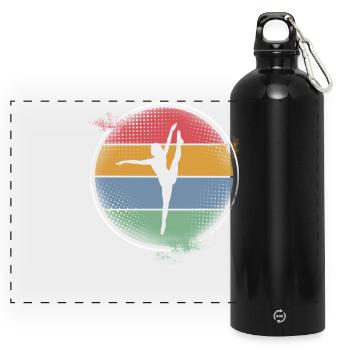 Ballett Balerina - Panorama Trinkflasche mit Karabiner 750 ml - Schwarz - Vorne