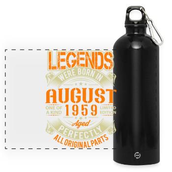 1959 August Birthday Legend - Panoramic Drinks Bottle with Carabiner 750 ml - black - Front