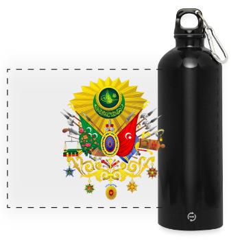 Ottoman Empire- Osmanli Armasi - Tura Türk - Panorama Trinkflasche mit Karabiner 750 ml - Schwarz - Vorne