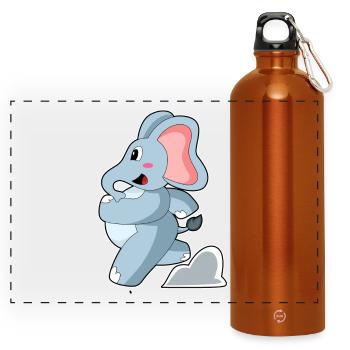 Elephant Jogger Jogging Sport - Gourde panoramique avec mousqueton 750 ml - orange - Devant
