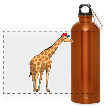 Giraffe Schüler Cap Schule - Panorama Trinkflasche mit Karabiner 750 ml - Orange - Vorne